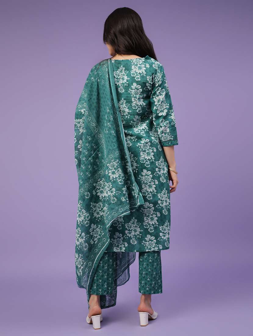 green cotton kurta palazzo  set - 22371224 -  Standard Image - 4