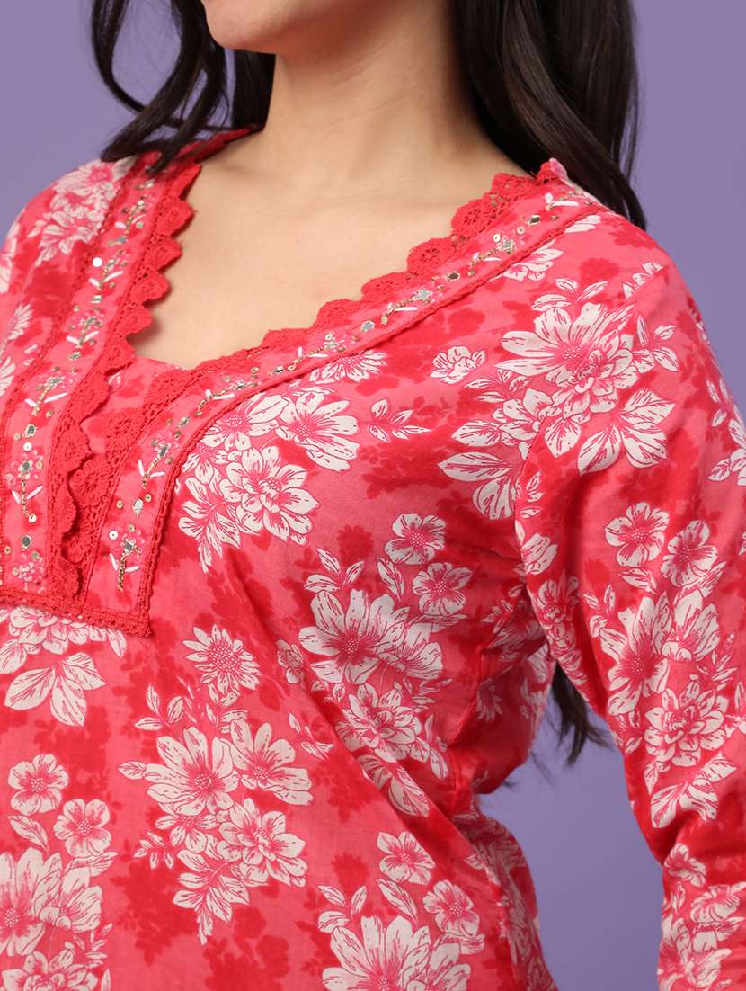 pink cotton kurta pant  set - 22371225 -  Standard Image - 1