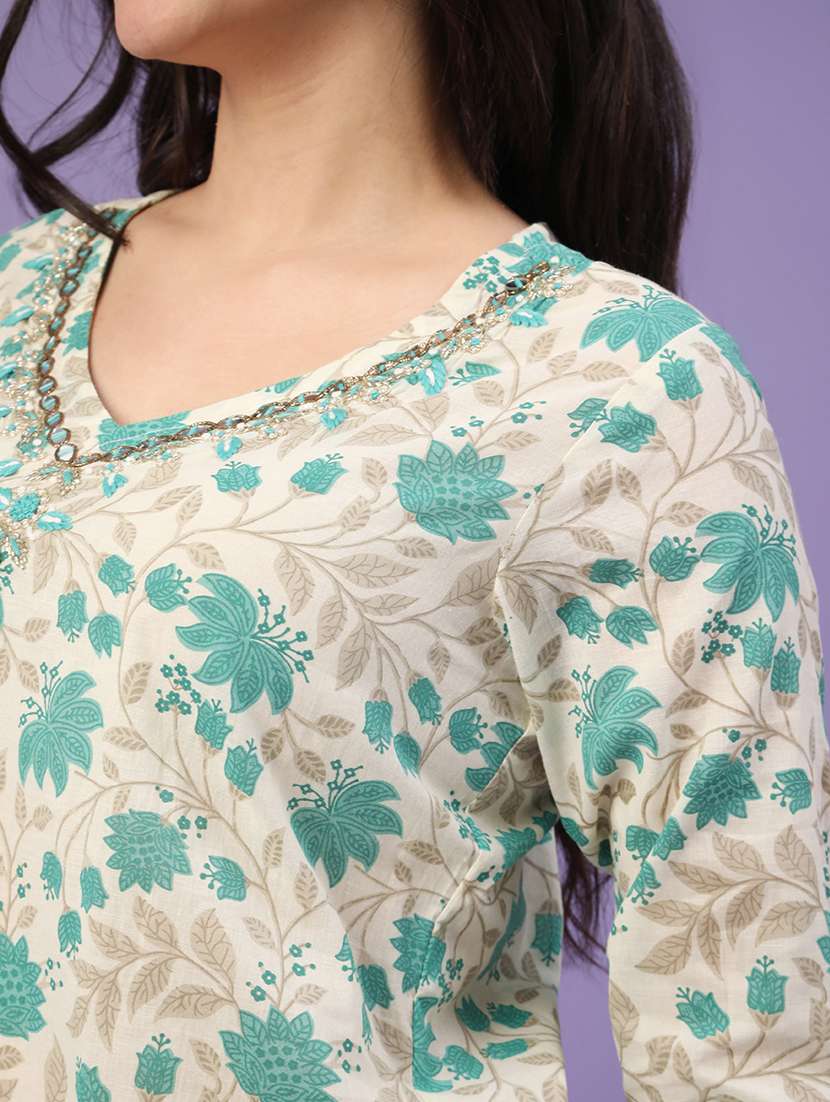 green cotton kurta pant  set - 22371226 -  Standard Image - 1
