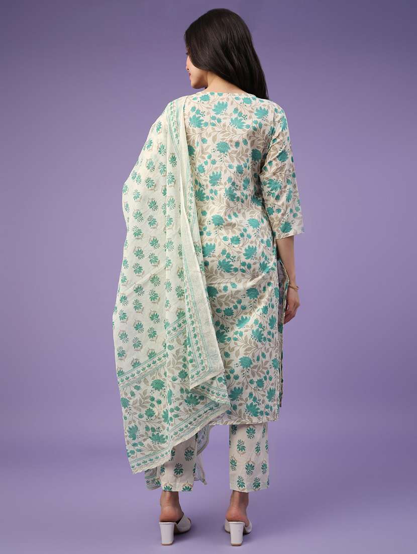 green cotton kurta pant  set - 22371226 -  Standard Image - 4