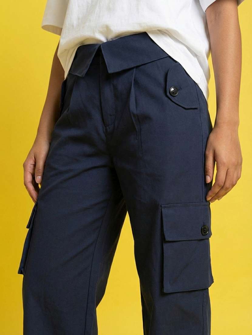 women solid high rise cargo - 22373293 -  Standard Image - 4