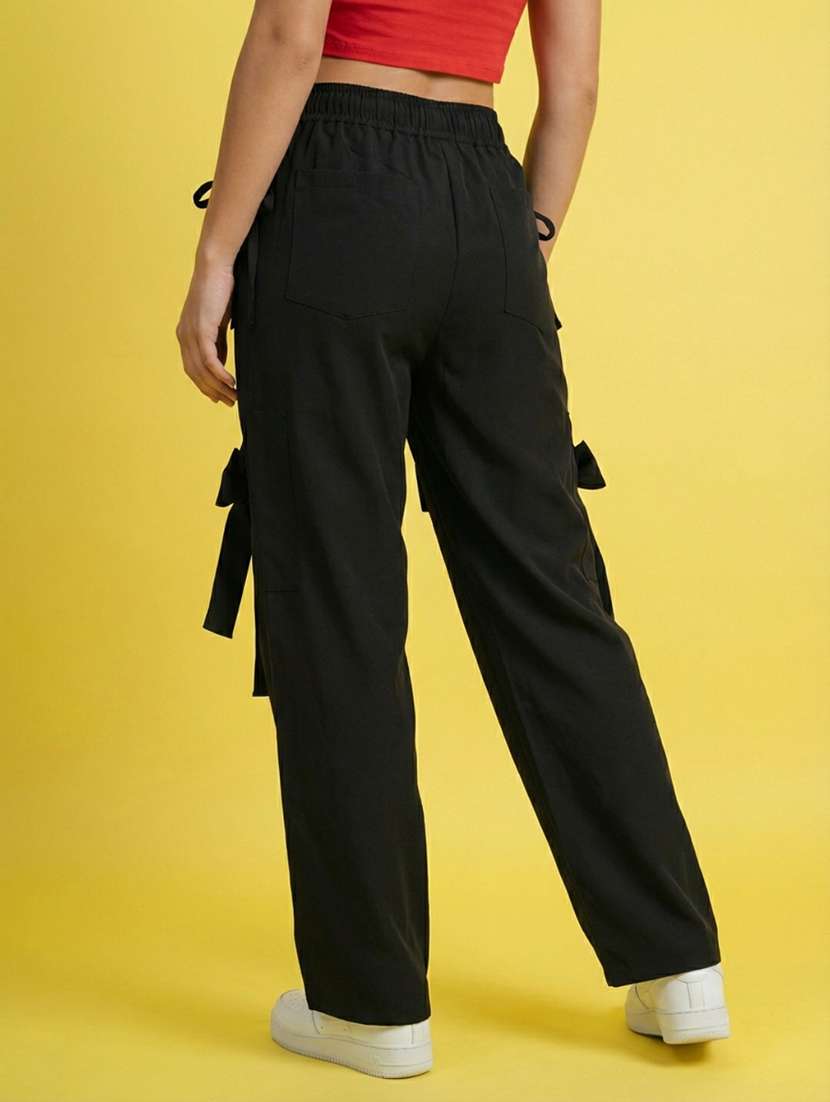 women solid high rise cargo - 22373297 -  Standard Image - 1