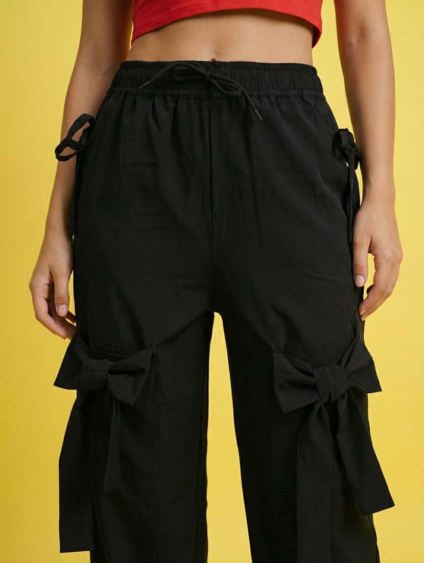 women solid high rise cargo - 22373297 -  Standard Image - 4