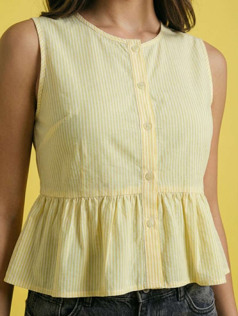 Women Striped Sleeveless Peplum Top - 22373382 -  Standard Image - 4
