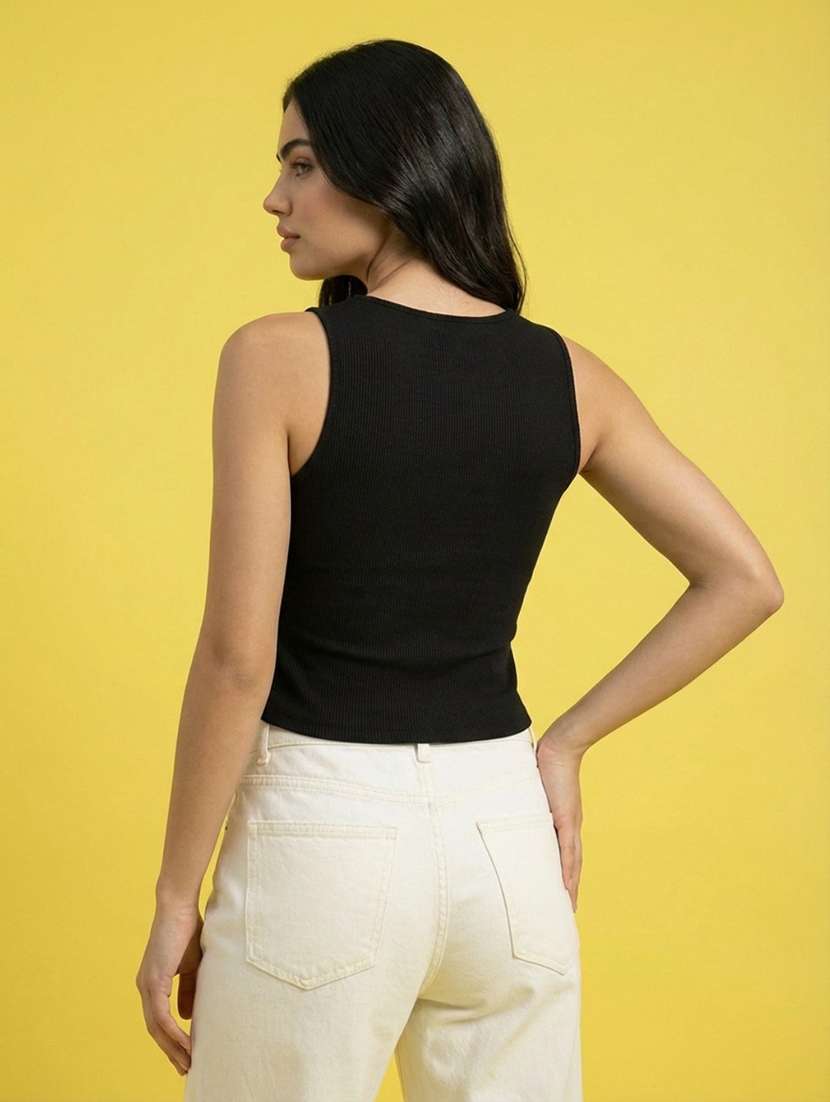 women solid sleeveless vest top - 22373385 -  Standard Image - 1