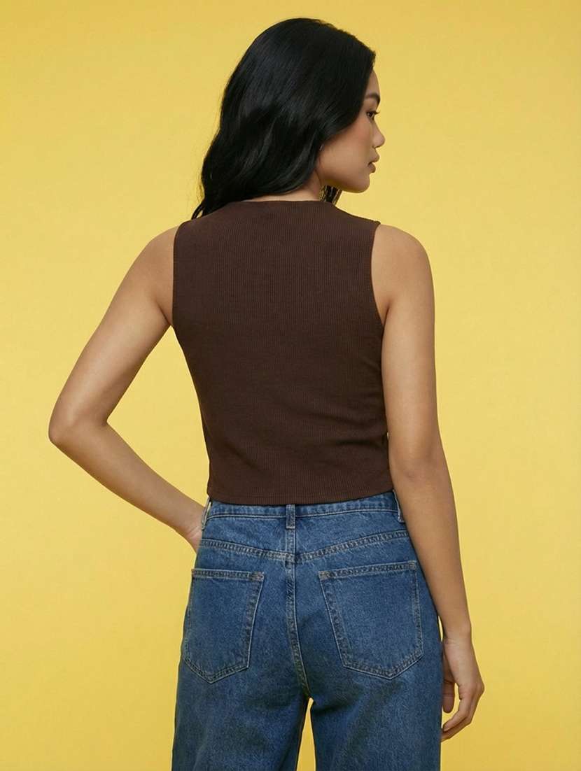 women solid sleeveless vest top - 22373386 -  Standard Image - 1