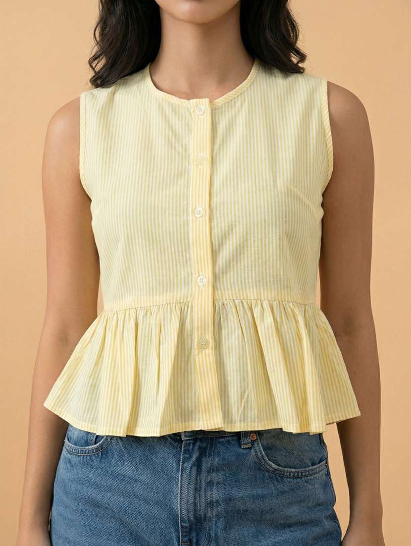 yellow cotton crop top - 22373389 -  Standard Image - 4