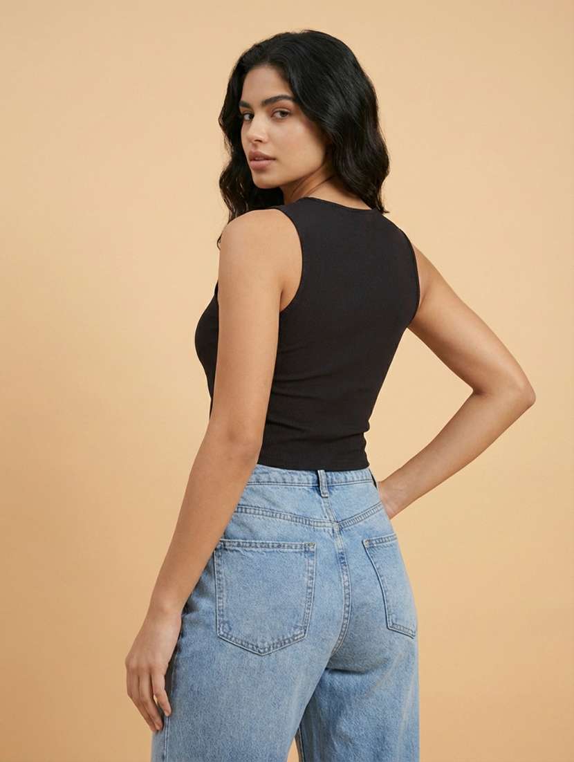 women solid sleeveless vest top - 22373392 -  Standard Image - 1