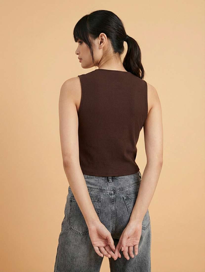 women solid sleeveless vest top - 22373393 -  Standard Image - 1