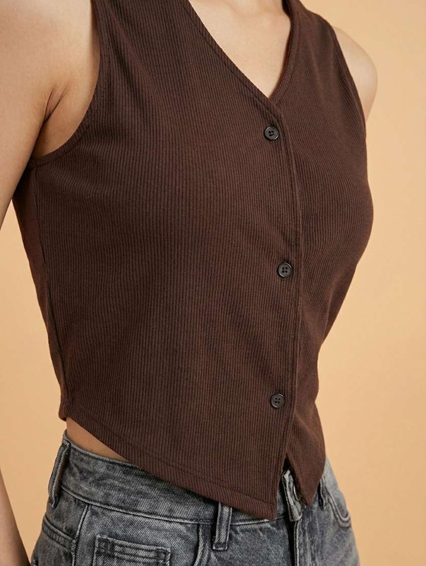 women solid sleeveless vest top - 22373393 -  Standard Image - 4