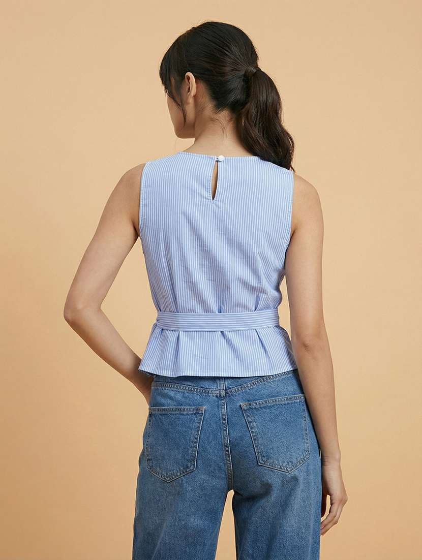 women striped sleeveless wrap top - 22373395 -  Standard Image - 1