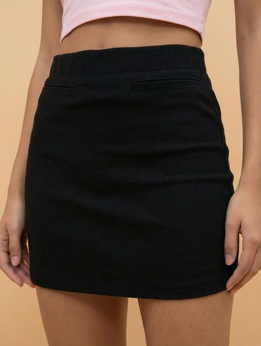 women solid high rise bodycon skirt - 22373406 -  Standard Image - 4