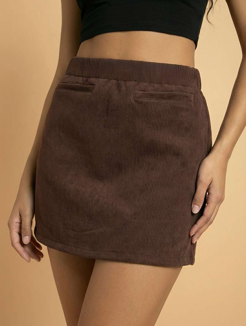 women solid high rise bodycon skirt - 22373407 -  Standard Image - 4