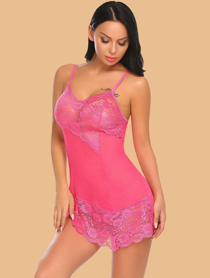 women self designed sleeveless lace babydoll - 22373447 -  Standard Image - 1
