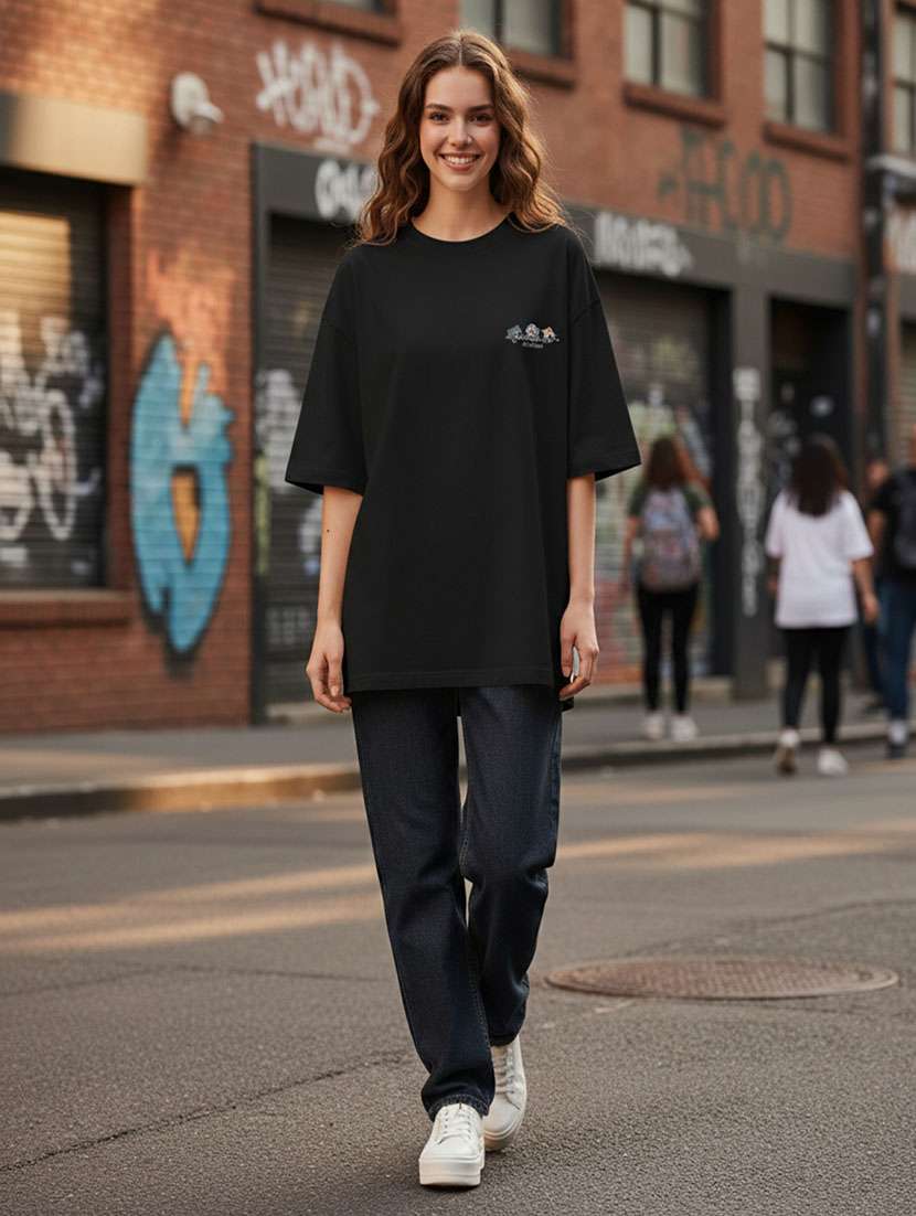 women printed short sleeve oversized t-shirt - 22373460 -  Standard Image - 1