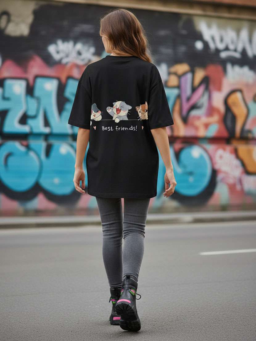 women printed short sleeve oversized t-shirt - 22373460 -  Standard Image - 4
