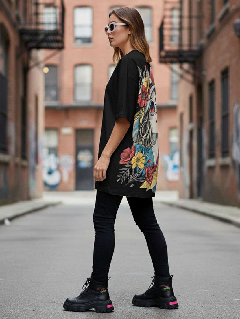 women printed short sleeve oversized t-shirt - 22373462 -  Standard Image - 1