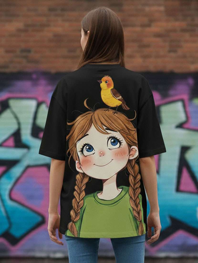 women printed short sleeve oversized t-shirt