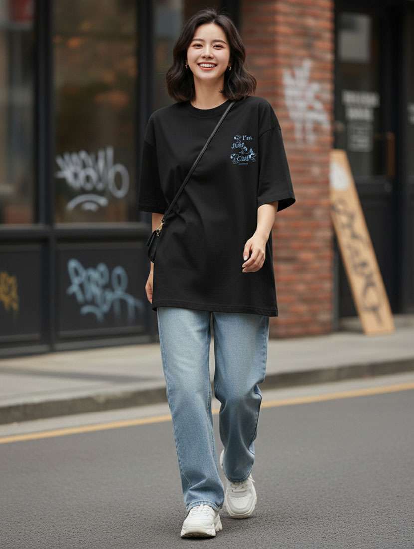 women printed short sleeve oversized t-shirt - 22373468 -  Standard Image - 1