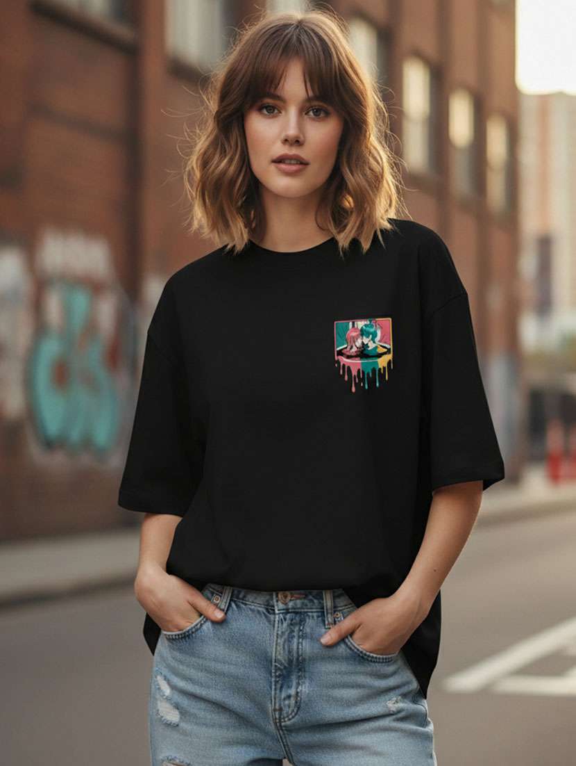 women printed short sleeve oversized t-shirt - 22373470 -  Standard Image - 1