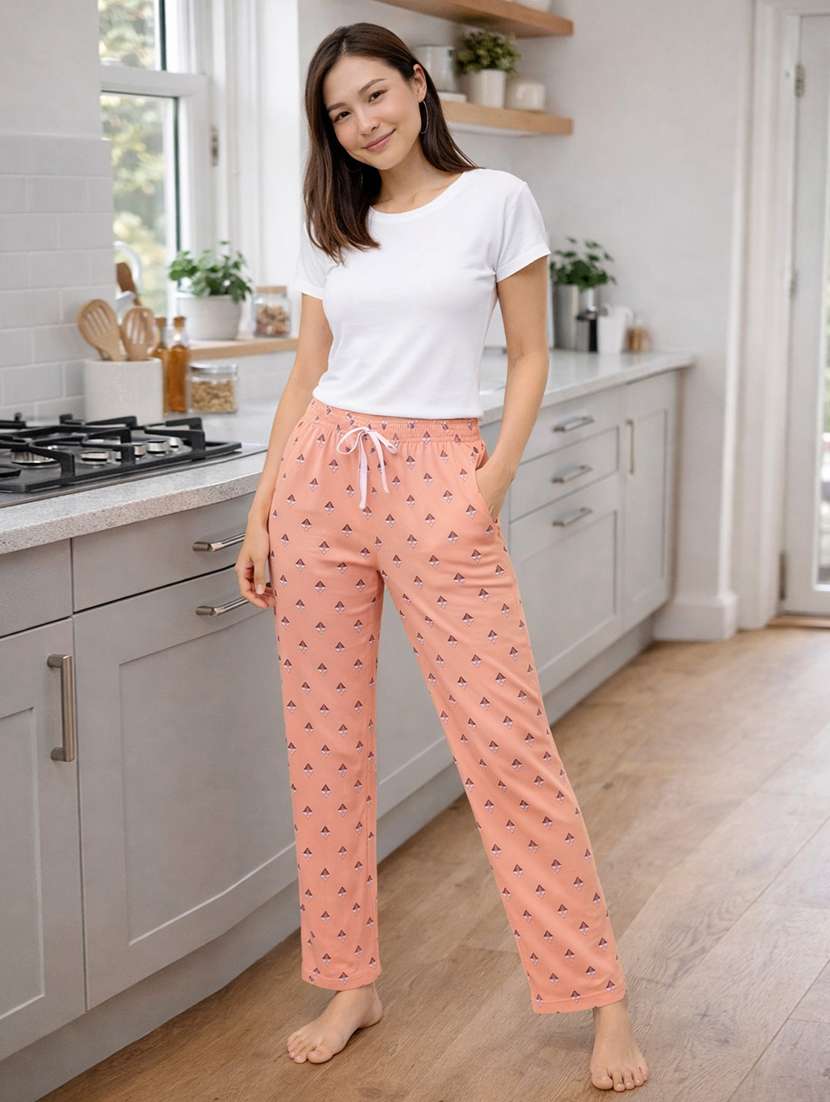 women printed mid rise lounge wear pajama - 22373490 -  Standard Image - 4