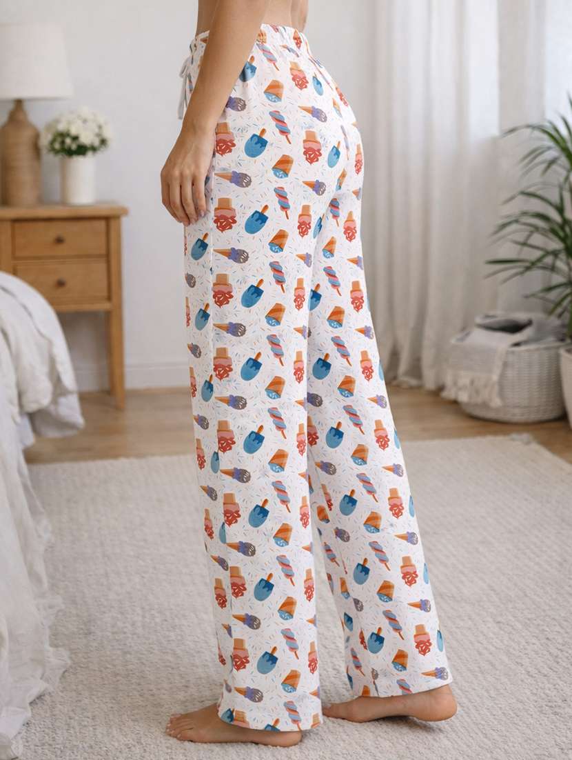 women printed mid rise lounge wear pajama - 22373499 -  Standard Image - 1