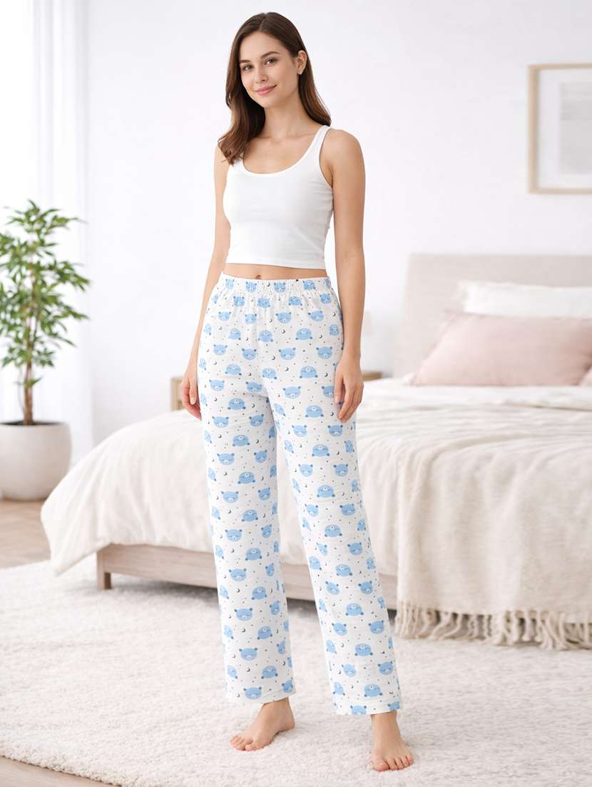women printed mid rise lounge wear pajama - 22373500 -  Standard Image - 4