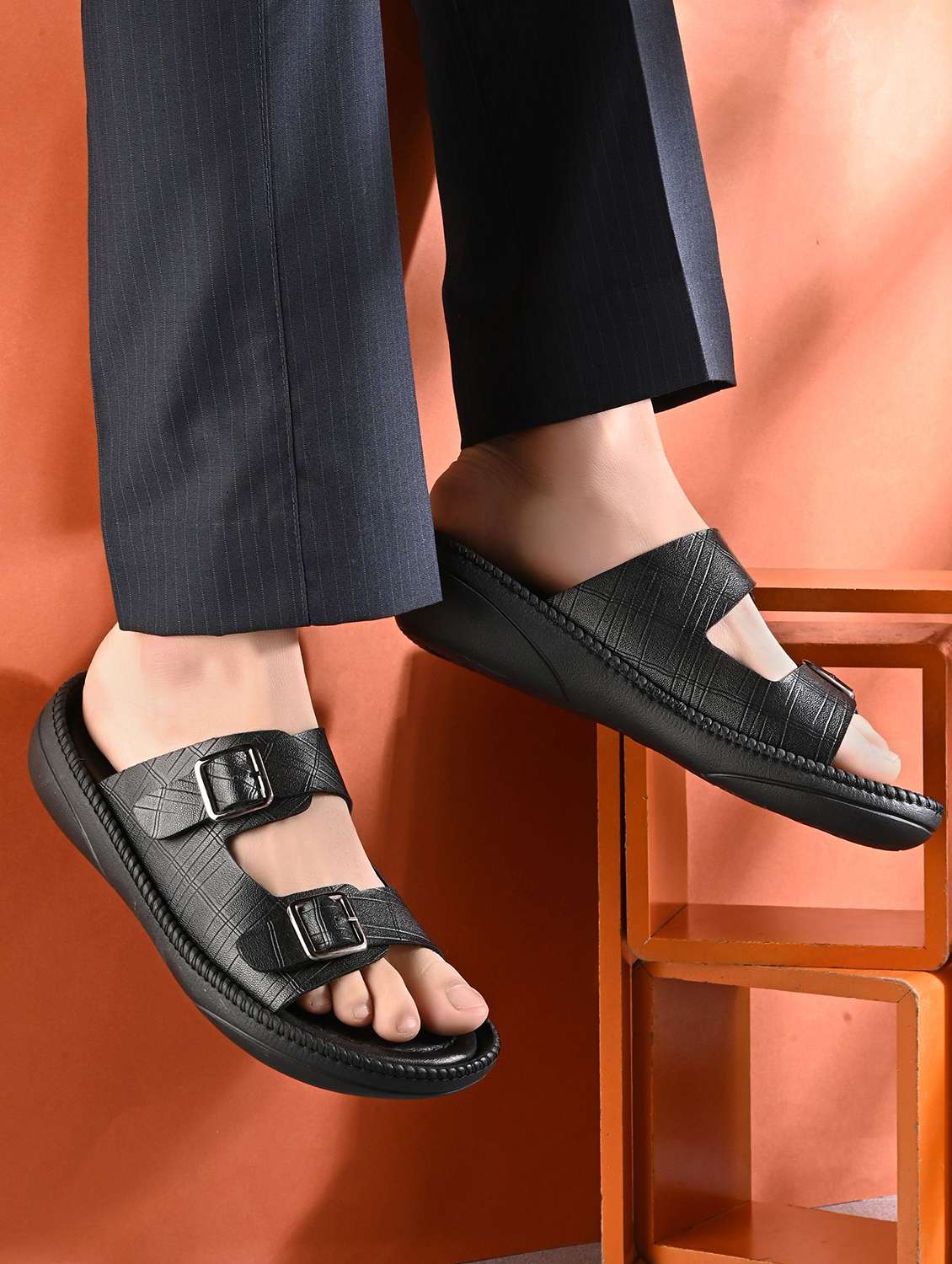 Men Textured Slip On Sandal - 22373509 -  Standard Image - 1