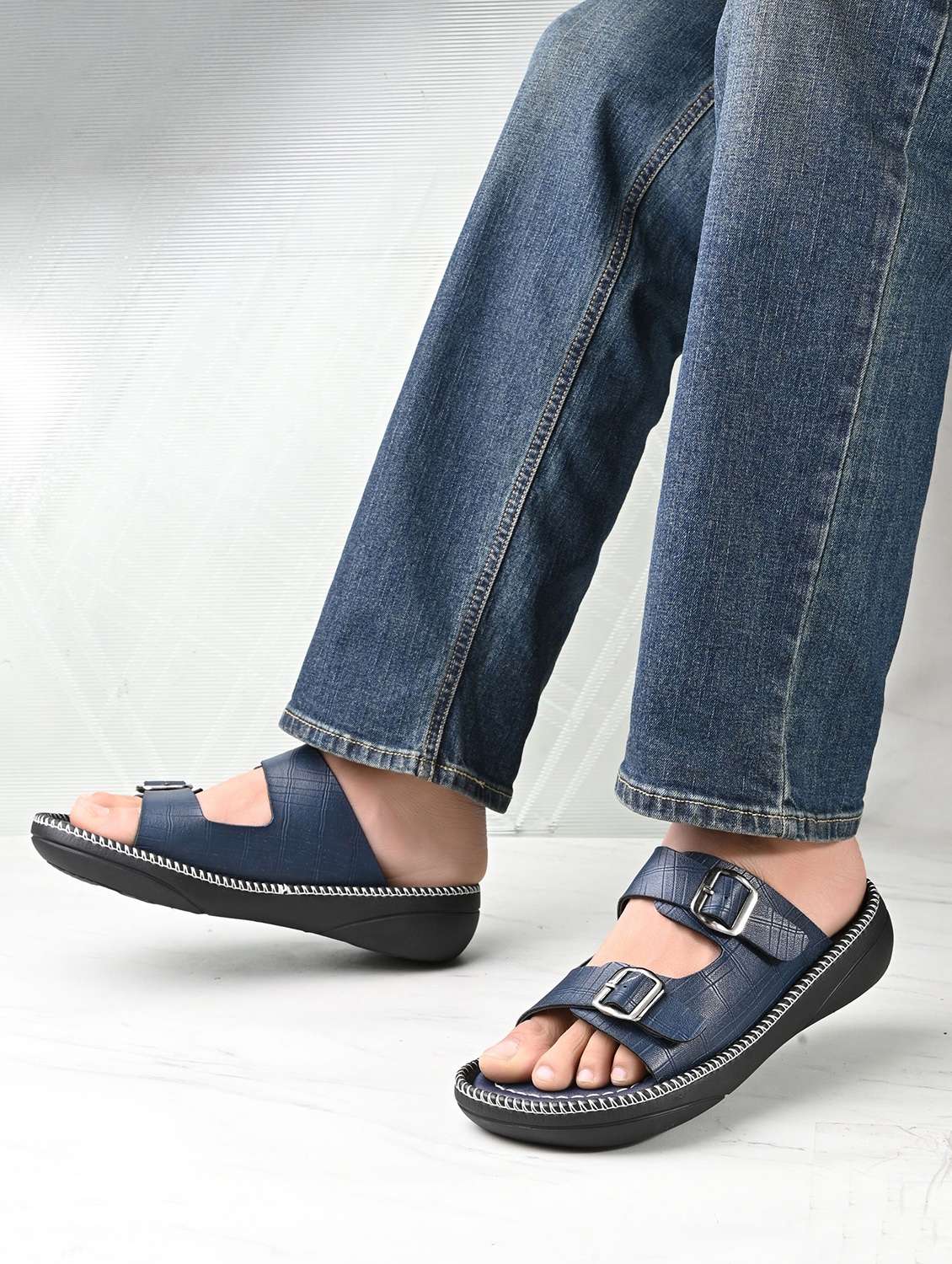Men Textured Slip On Sandal - 22373510 -  Standard Image - 1