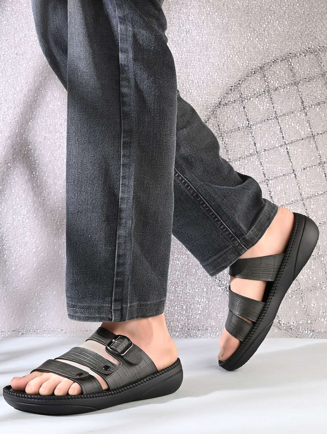 Men Textured Slip On Sandal - 22373521 -  Standard Image - 1