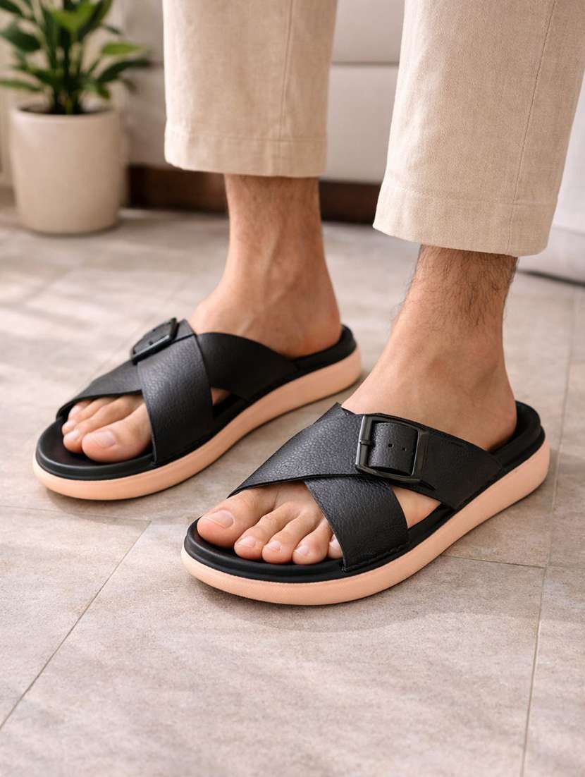men solid slip on sandal - 22373529 -  Standard Image - 1