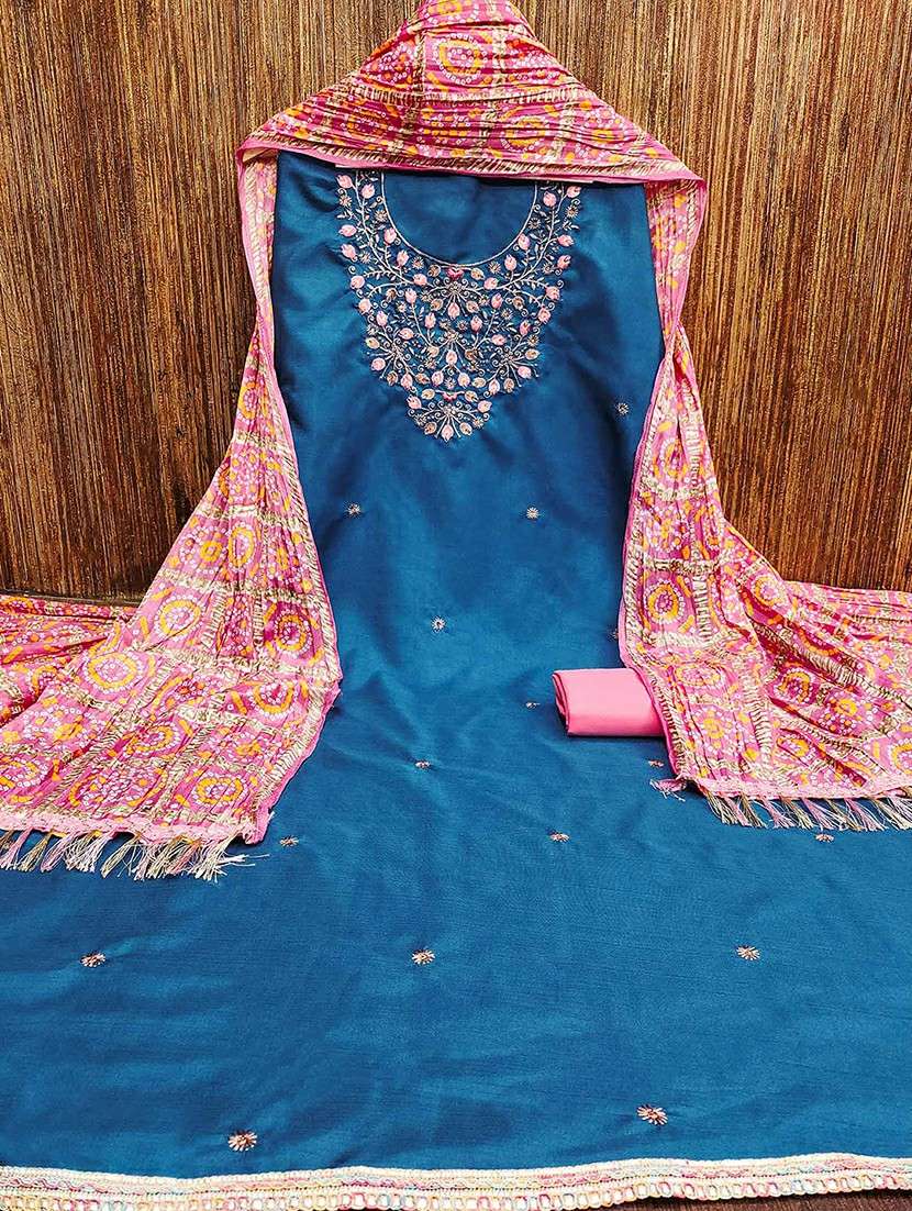 women solid with work unstitched suit set - 22373558 -  Standard Image - 1