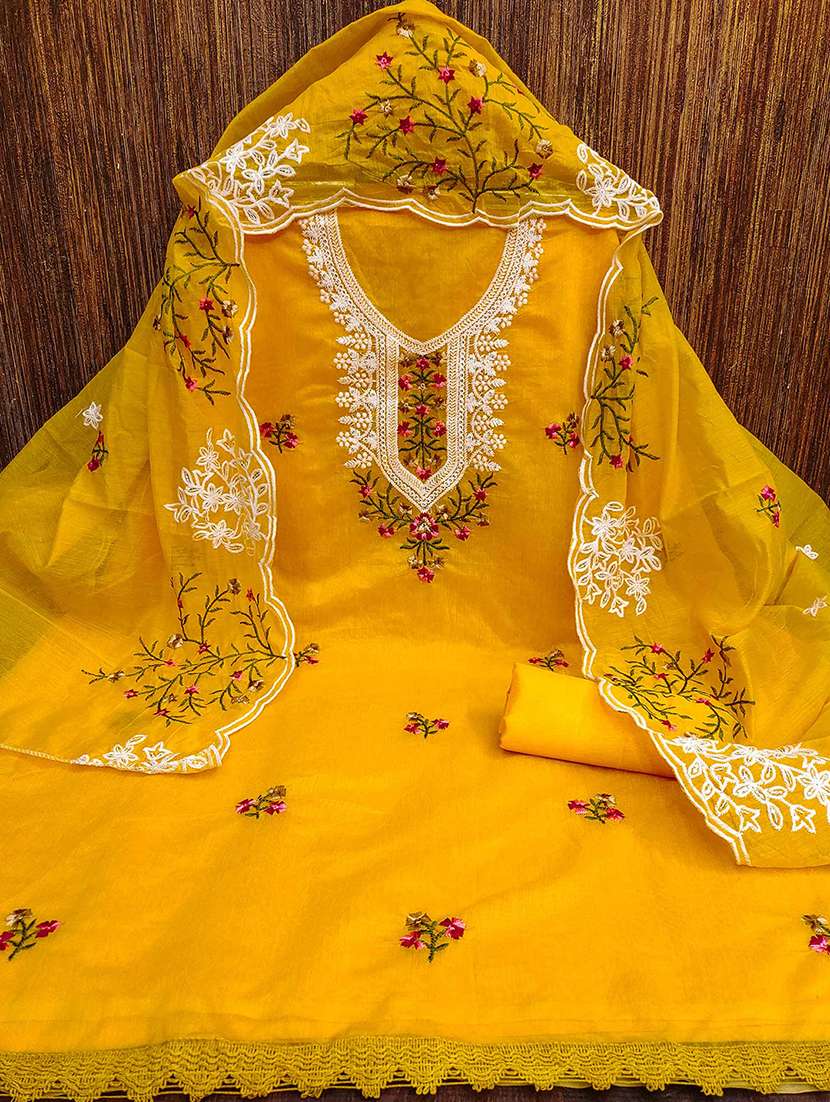 women solid with work unstitched suit set - 22373579 -  Standard Image - 1