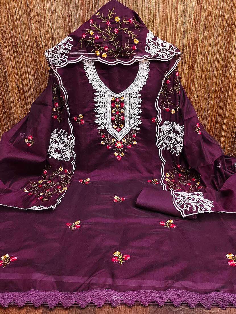 women solid with work unstitched suit set - 22373582 -  Standard Image - 1