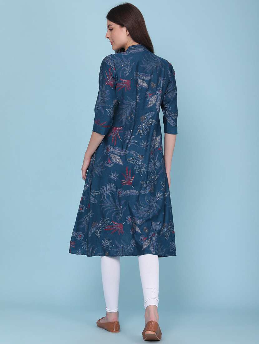 women printed three quarter sleeves layered kurta - 22373682 -  Standard Image - 4