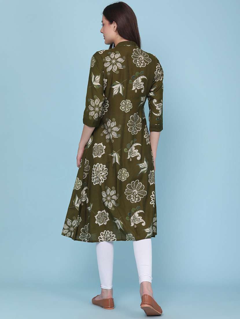 women printed three quarter sleeves layered kurta - 22373683 -  Standard Image - 4