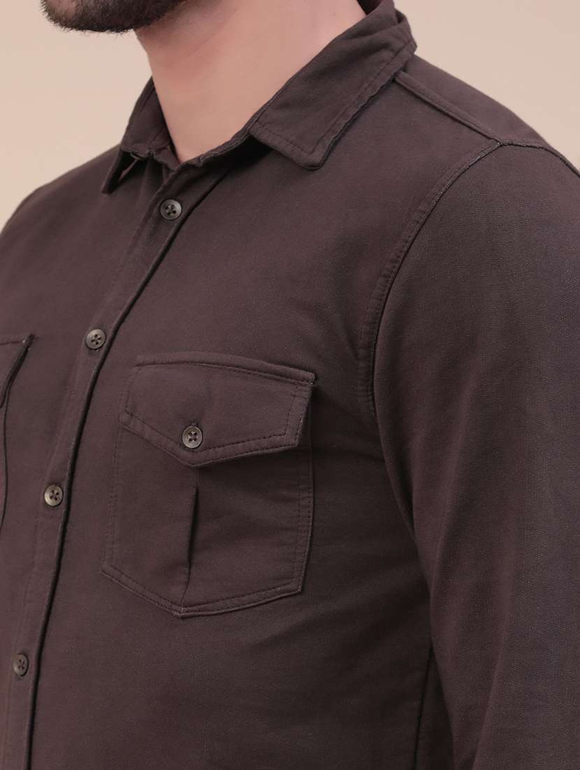 men solid long sleeve slim fit casual shirt - 22373746 -  Standard Image - 1