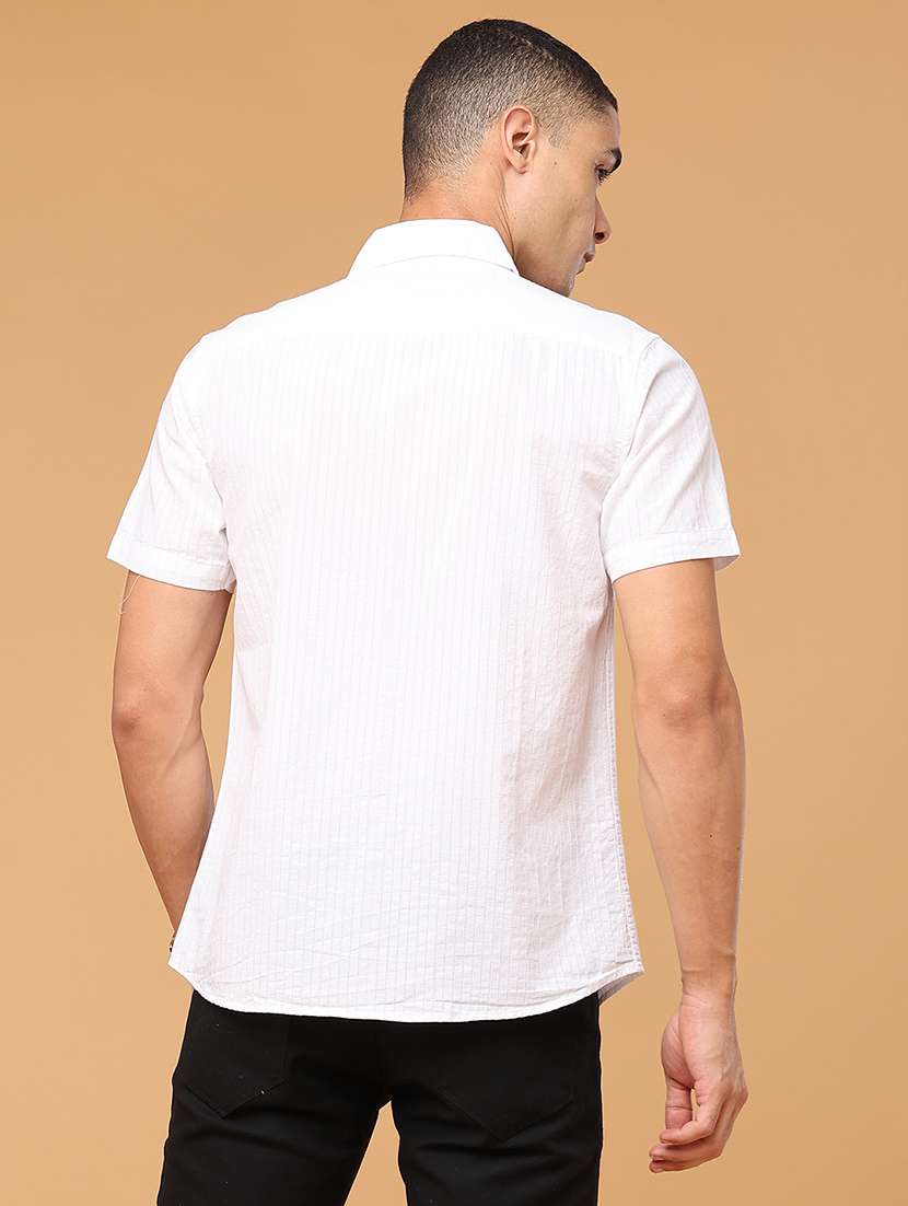 Men Self Design Short Sleeve Regular Fit Casual Shirt - 22373749 -  Standard Image - 4