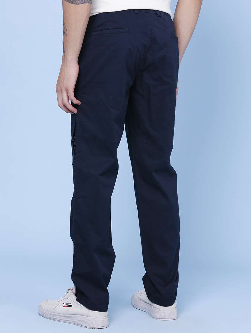 Men Solid Mid Rise Regular Fit Cargo - 22374057 -  Standard Image - 4