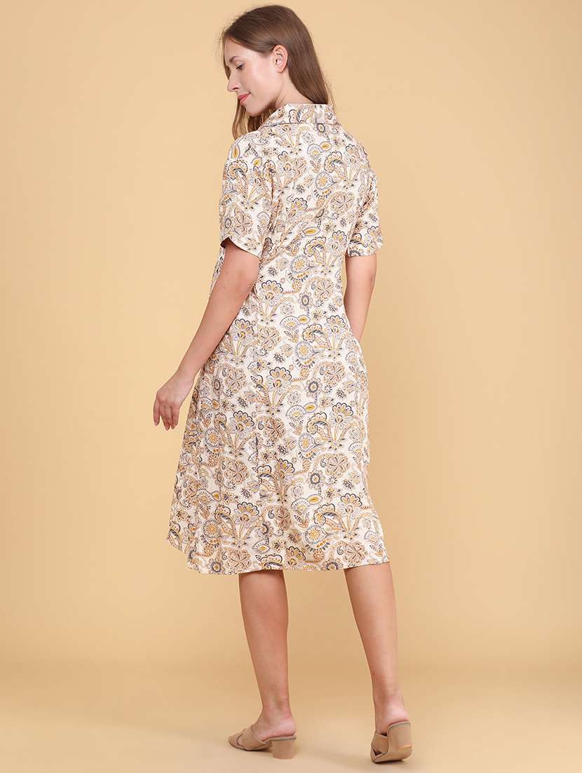 women printed short sleeves a-line dress - 22374082 -  Standard Image - 4
