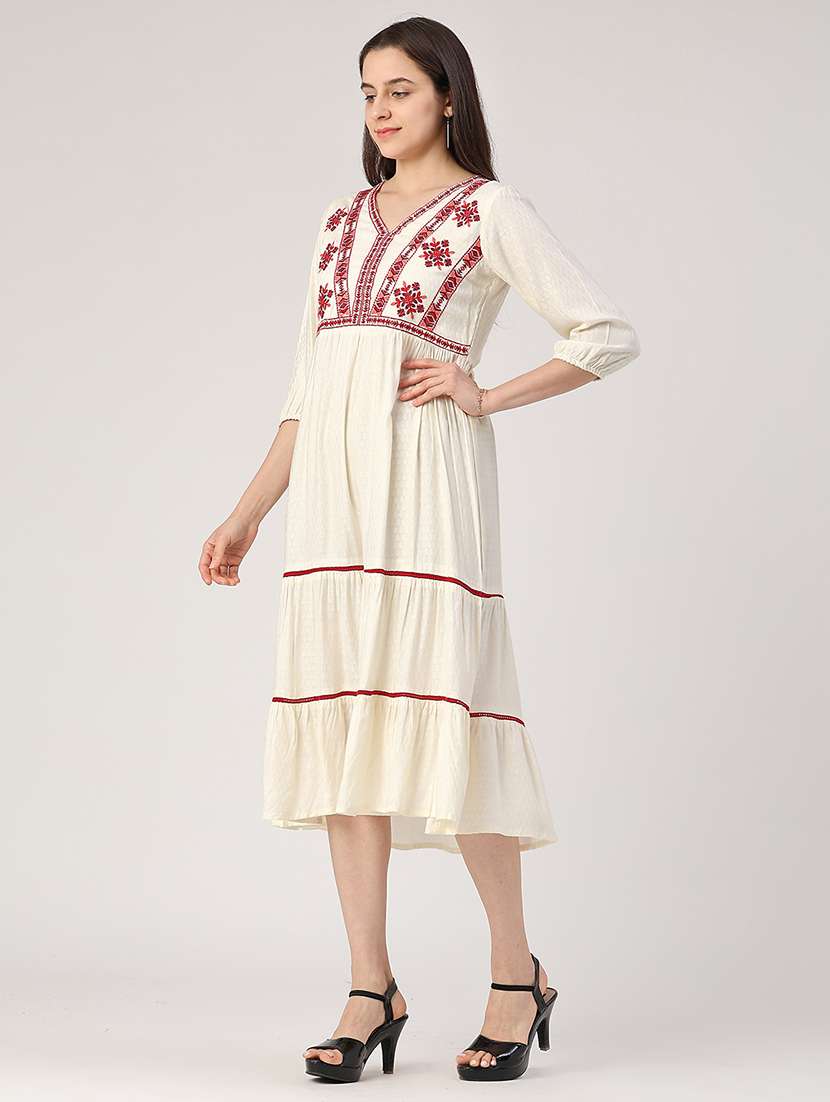 off white cotton tiered  dress - 22374085 -  Standard Image - 4