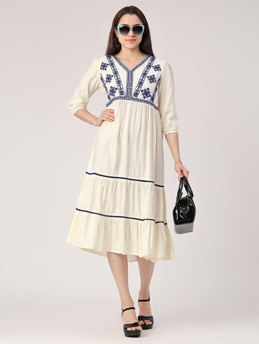 off white cotton tiered  dress