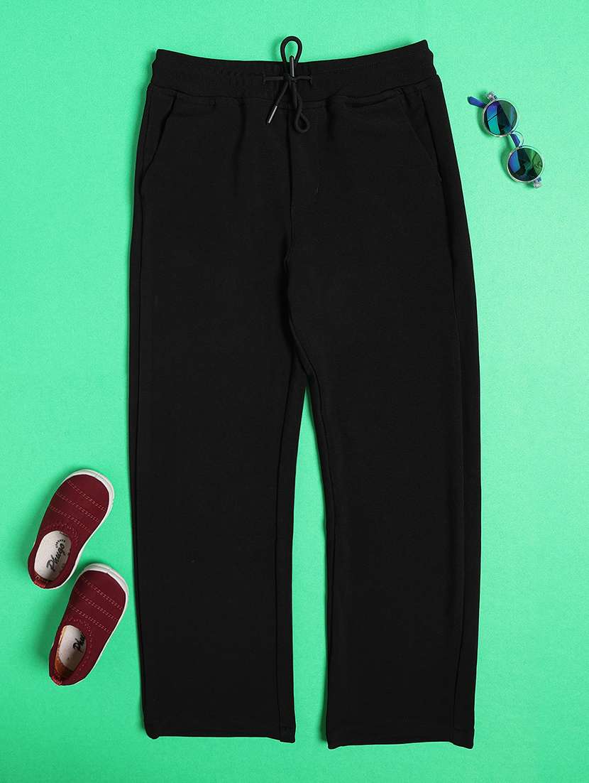 boys solid mid rise regular fit casual trouser - 22374088 -  Standard Image - 1