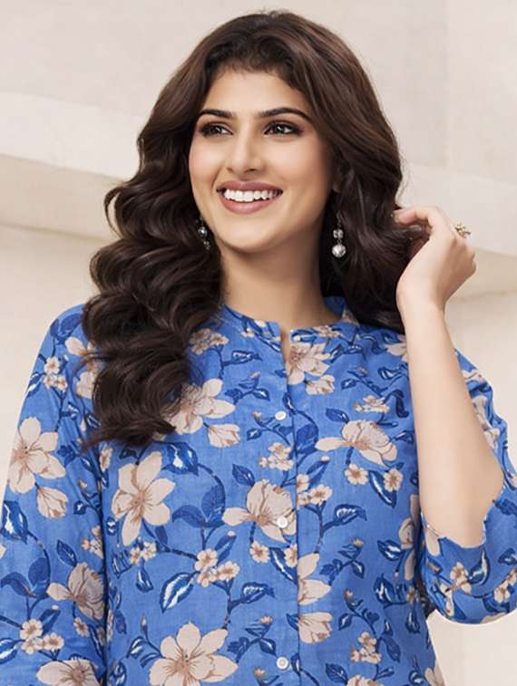 women floral three quarter sleeve ethnic co-ord set - 22374121 -  Standard Image - 1