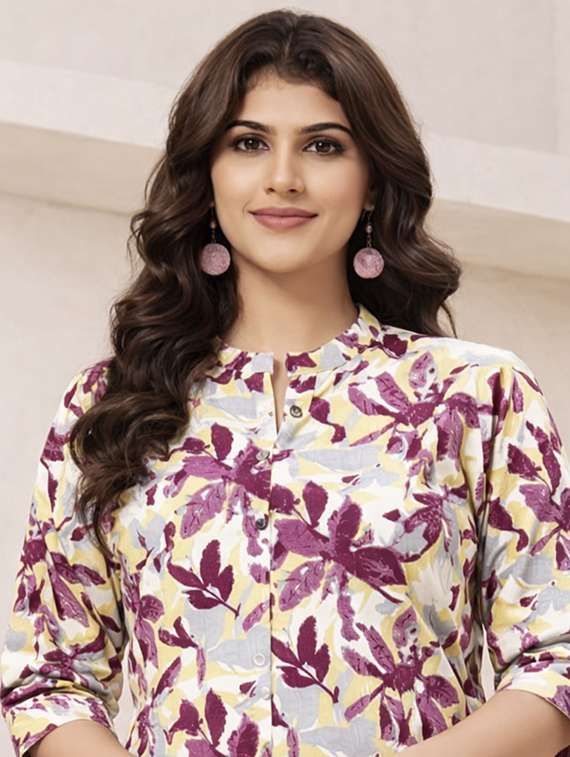 women floral three quarter sleeve ethnic co-ord set - 22374128 -  Standard Image - 1