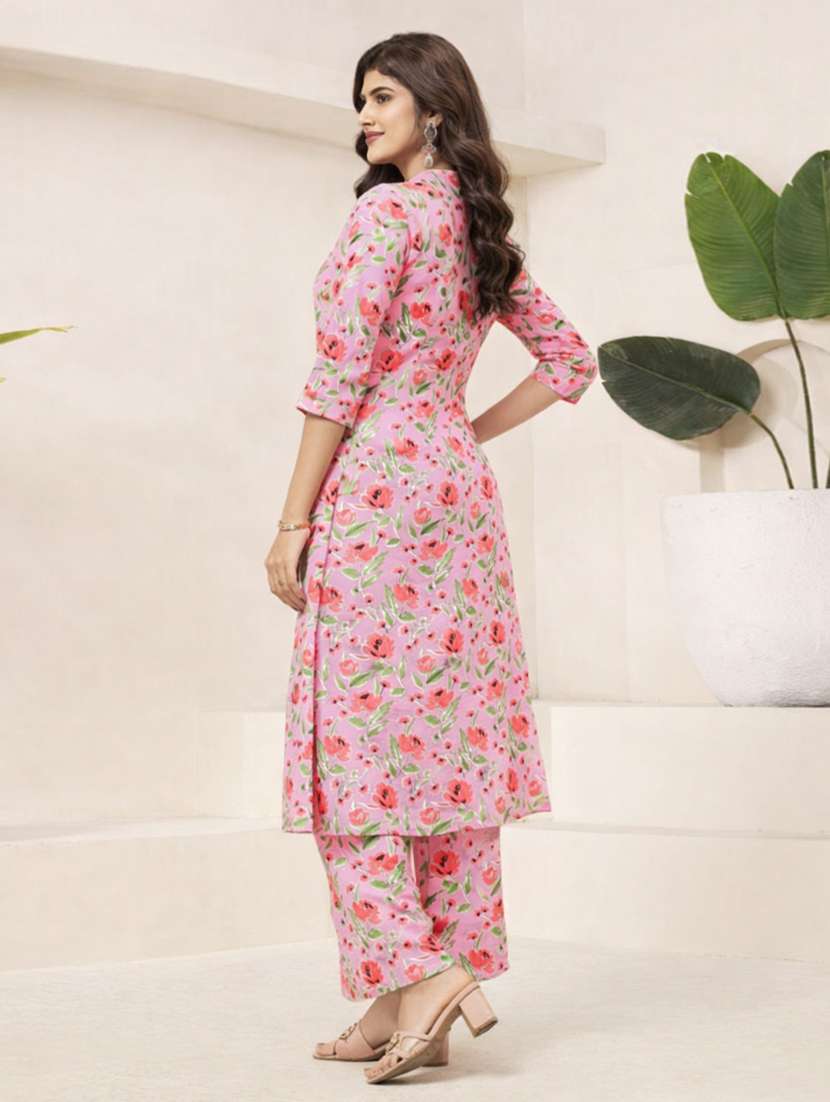 women floral three quarter sleeve ethnic co-ord set - 22374137 -  Standard Image - 1