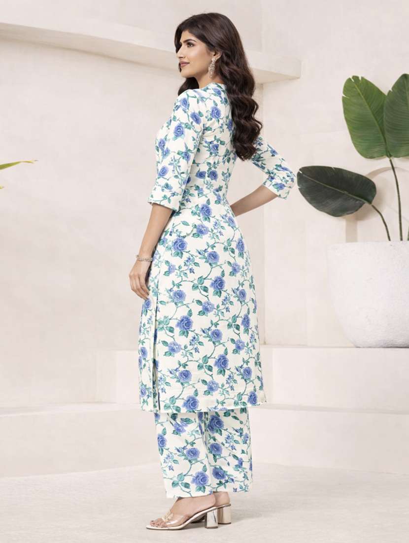 women floral three quarter sleeve ethnic co-ord set - 22374139 -  Standard Image - 1