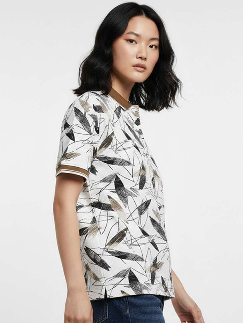 women printed short sleeve oversized polo t-shirt - 22374147 -  Standard Image - 1