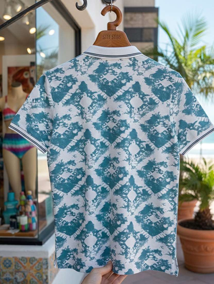 women printed short sleeve oversized polo t-shirt - 22374169 -  Standard Image - 4