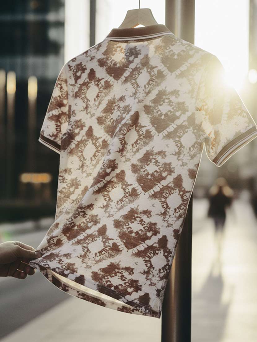 women printed short sleeve oversized polo t-shirt - 22374171 -  Standard Image - 4